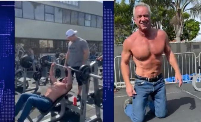 rfk jr baffles onlookers working out in tight jeans hiking boots