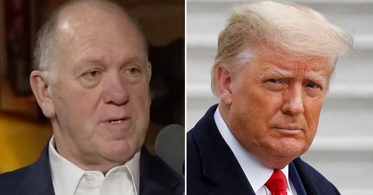 Split photo of Tom Homan and Donald Trump.