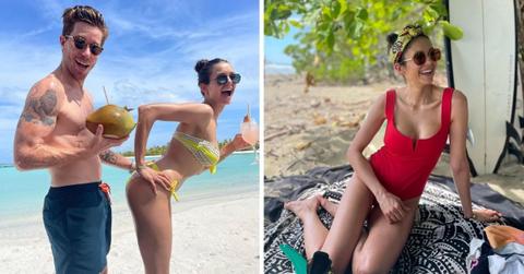 Split photos of Nina Dobrev and Shaun White, Nina Dobrev