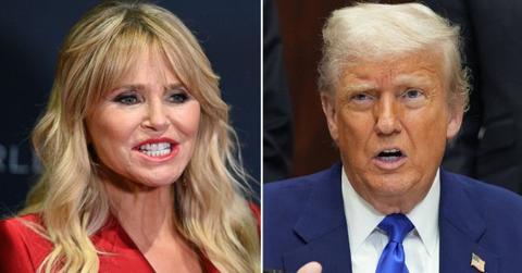Split photo of Christie Brinkley, Donald Trump.