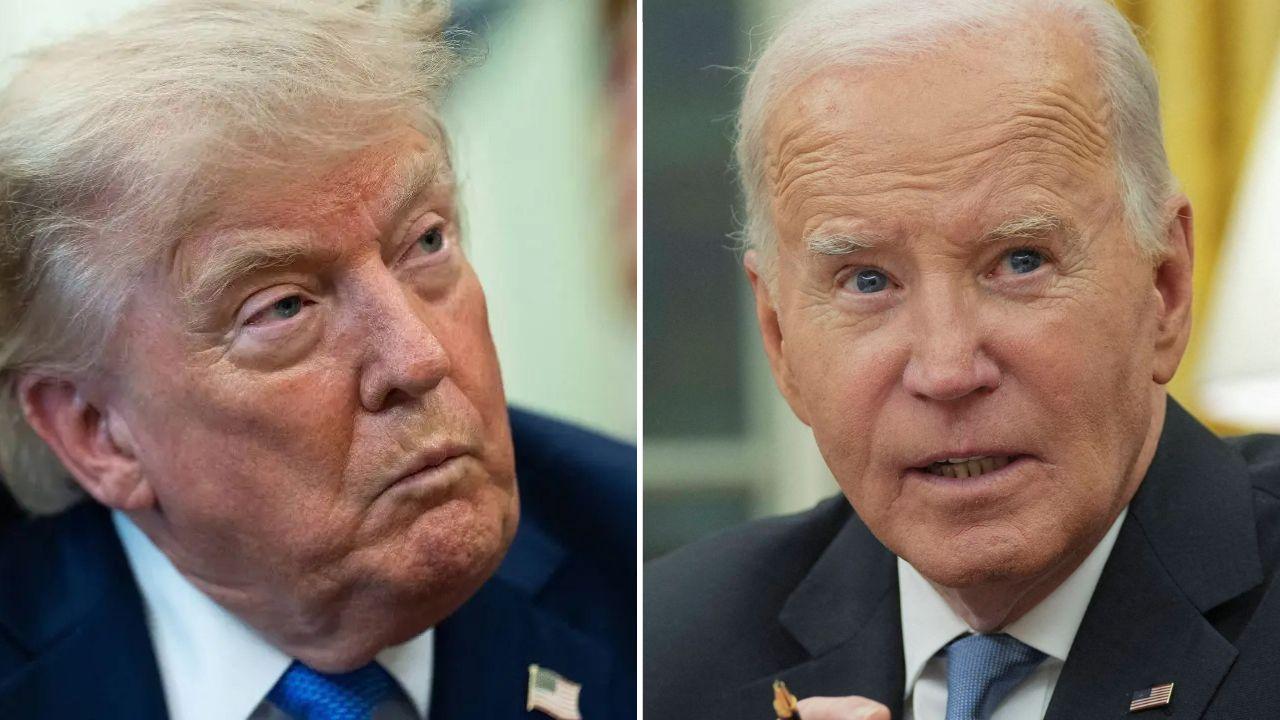A photo of Donald Trump alongside a photo of Joe Biden.