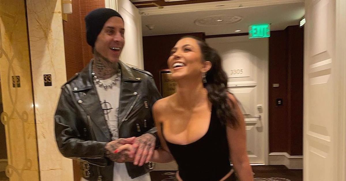 kourtney kardashian travis barker engaged las vegas pregnant not married