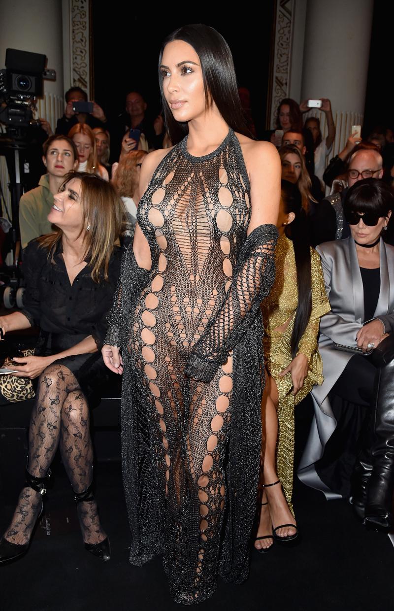 Kim Kardashian Nude Naked Nipple Crochet Dress