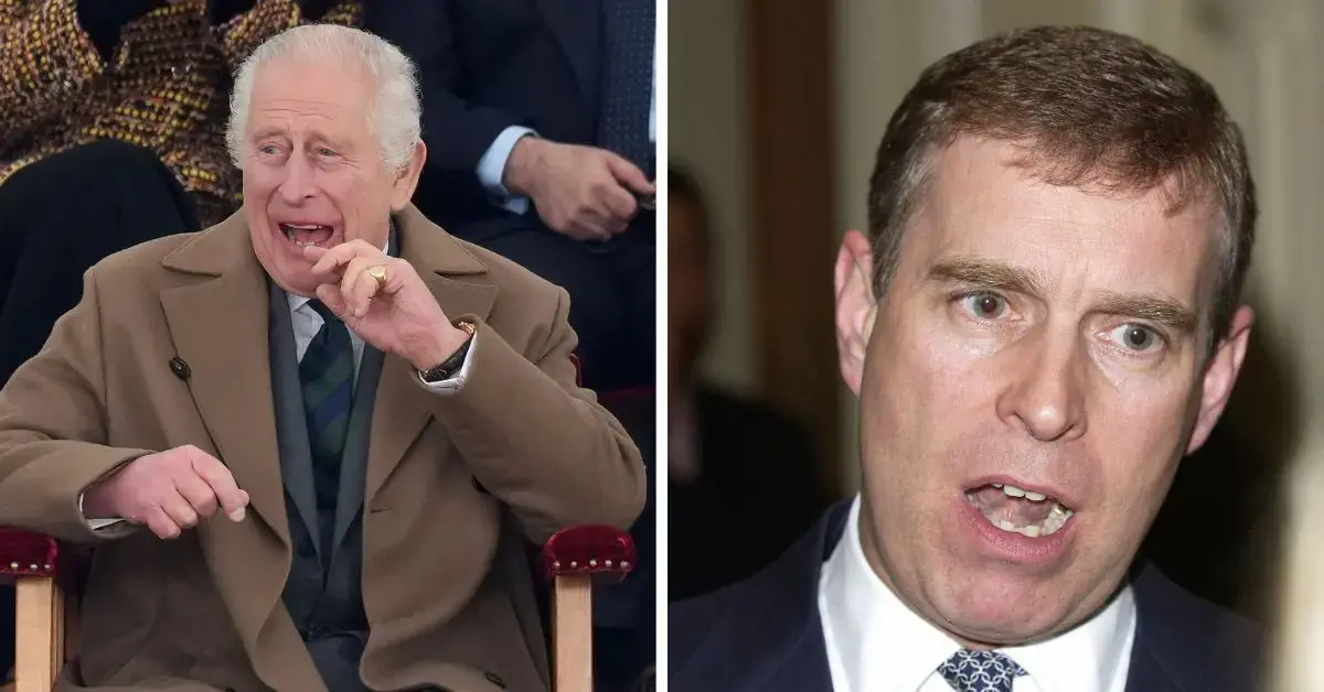 Split photos of King Charles and Andrew Mountbatten‑Windsor