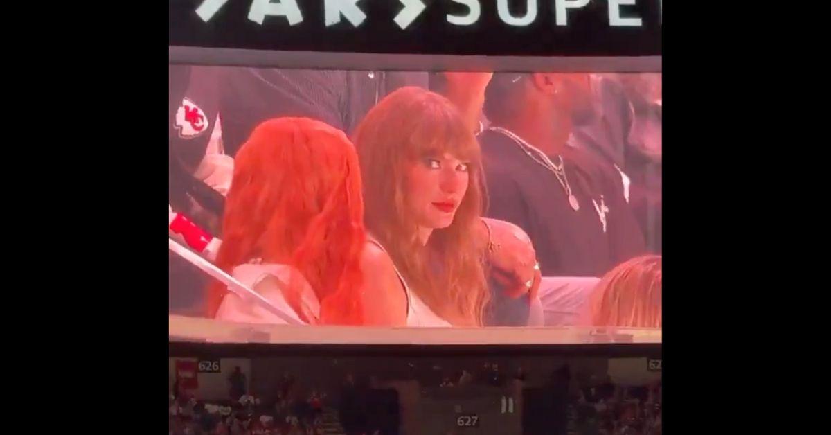 Photo of Taylor Swift at Super Bowl.