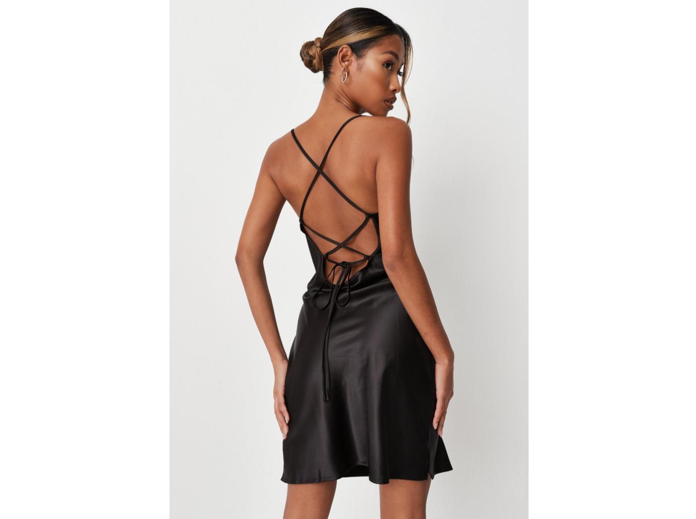Missguided Silky Cami Dress Black, $40, Missguided