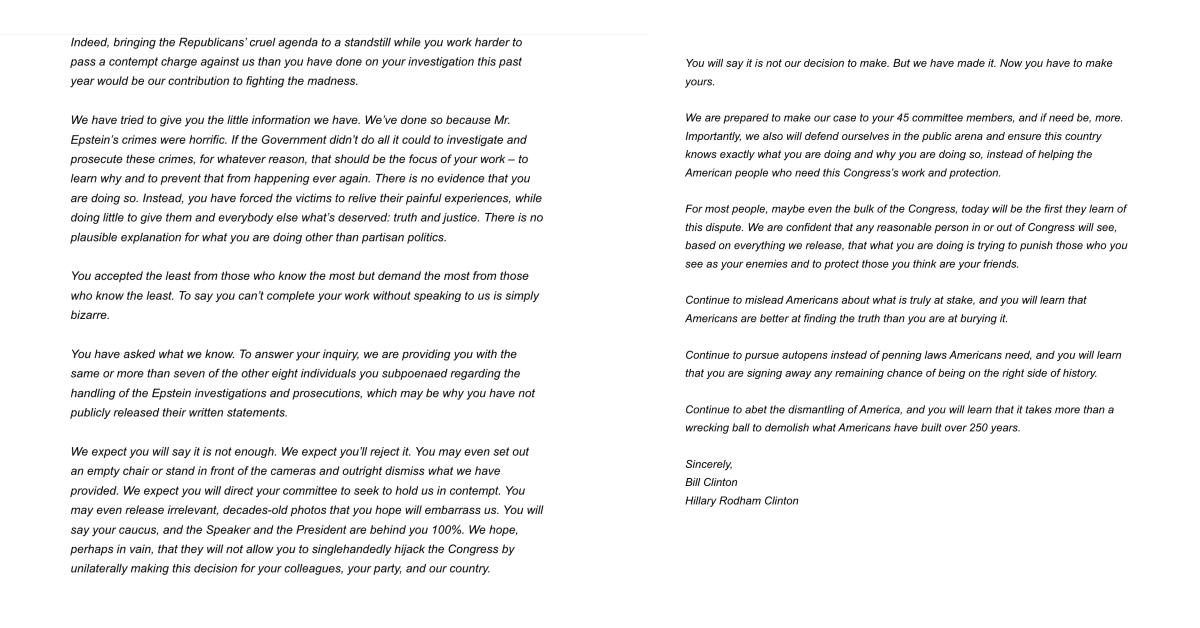 hillary clinton letter  take