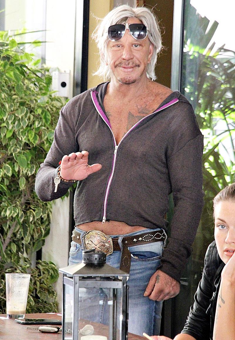 Unrecognizable Mickey Rourke Shows Manhood And Midriff