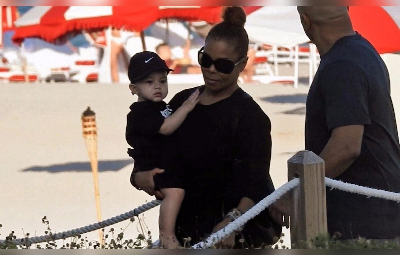 Janet Jackson Takes Son Eissa Al Mana To Beach