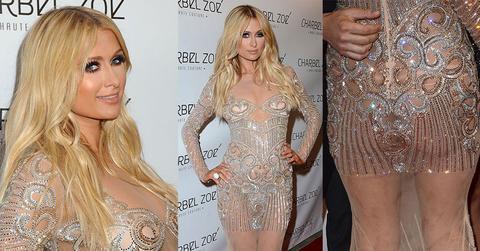 //Paris Hilton Nude Dress Red Carpet
