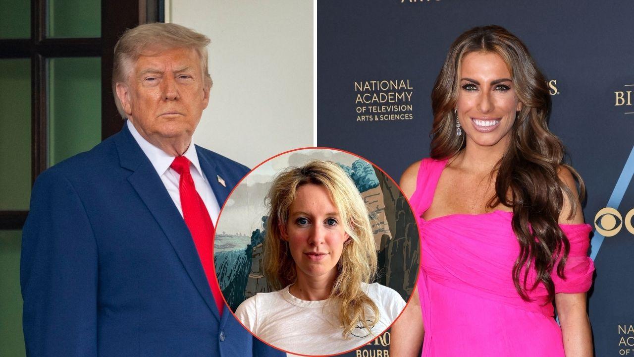 Split image of Donald Trump, Alyssa Farah Griffin, and Elizabeth Holmes
