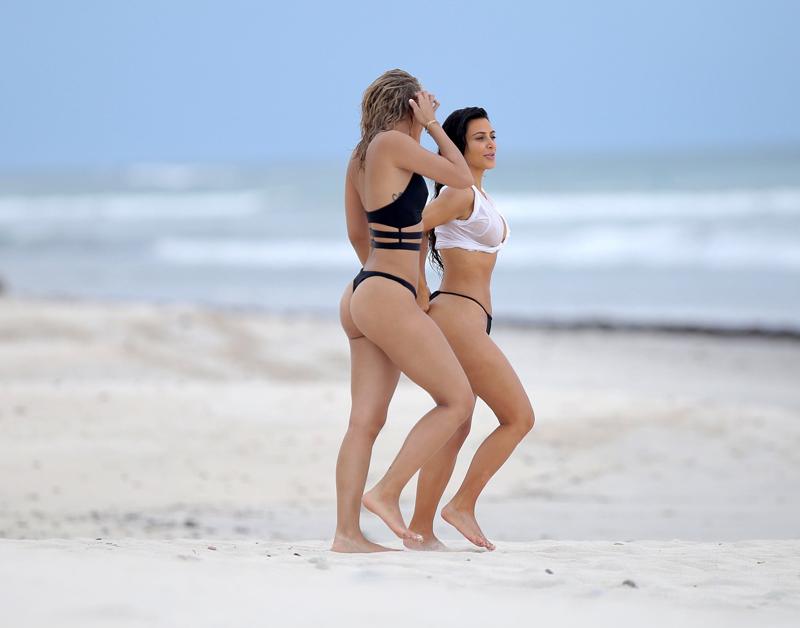 Kim Kardashian Butt Boobs Bikini See Through Top Tennis