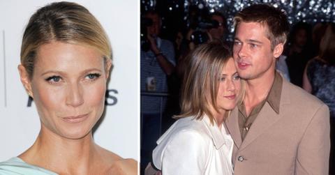Split photo of Gwyneth Paltrow, Jennifer Aniston and Brad Pitt