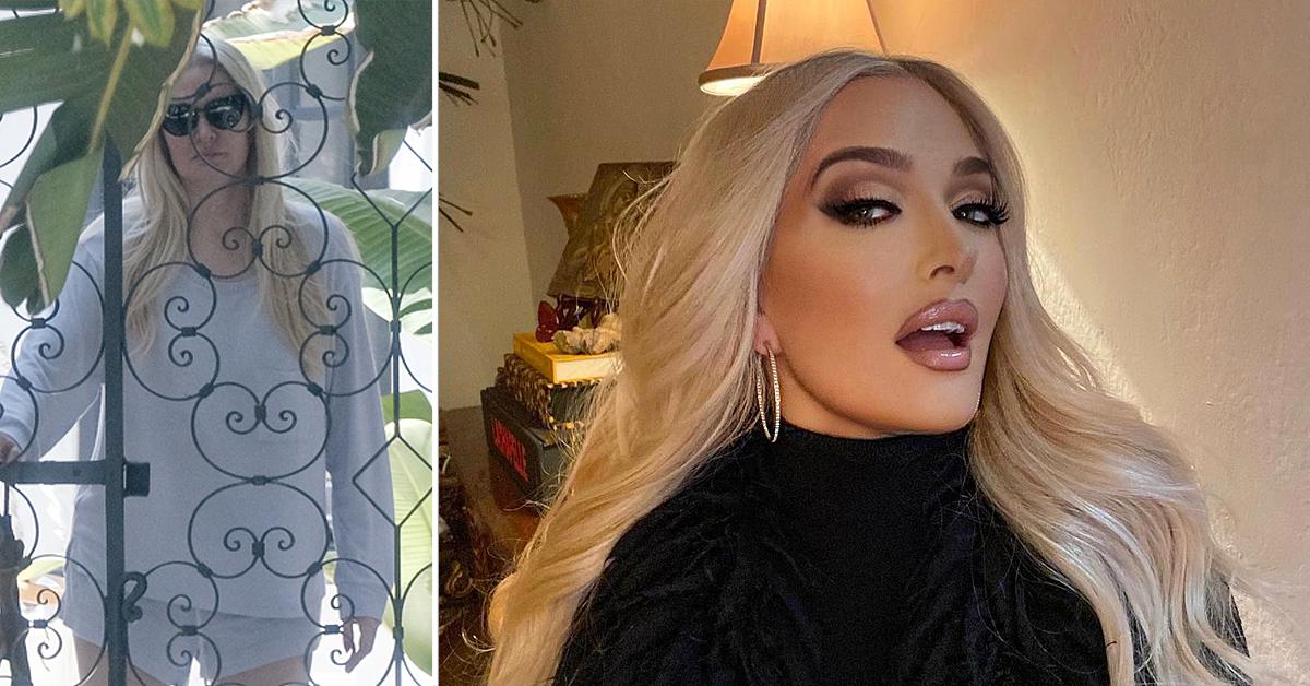 Erika Jayne picks up food delivery at her front door in sweats and