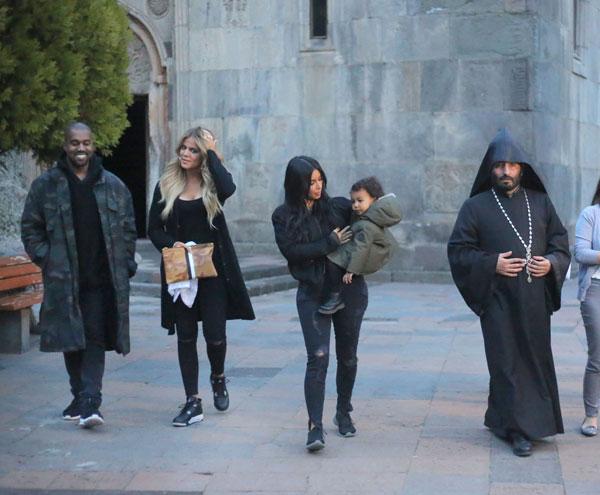 //kim khloe kardashian kanye north west armenia monastery sightseeing