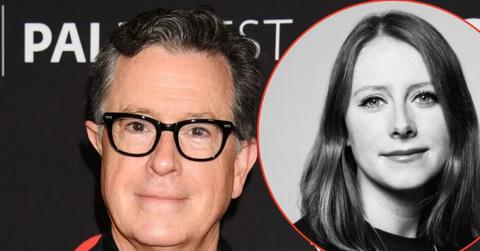 A photo of Stephen Colbert alongside a photo of Madeleine Carlisle