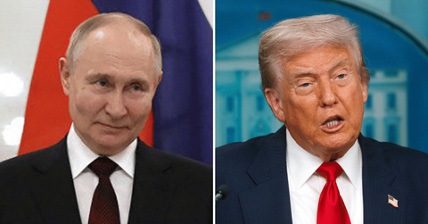 Split photo of Vladimir Putin, Donald Trump