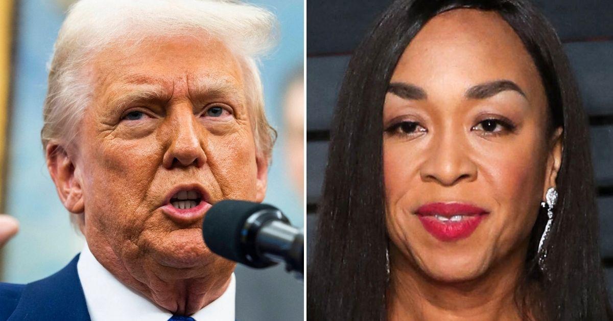 Split photo of Donald Trump, Shonda Rhimes.