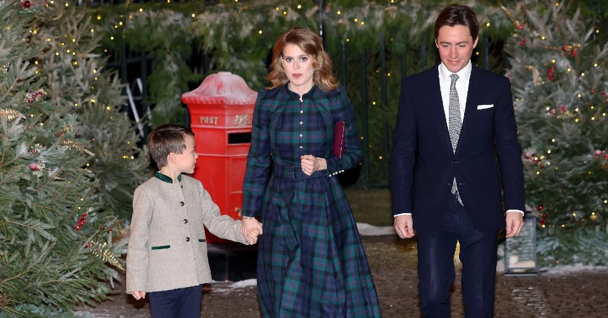Photo of Princess Beatrice, Edoardo Mapelli Mozzi and Wolfie