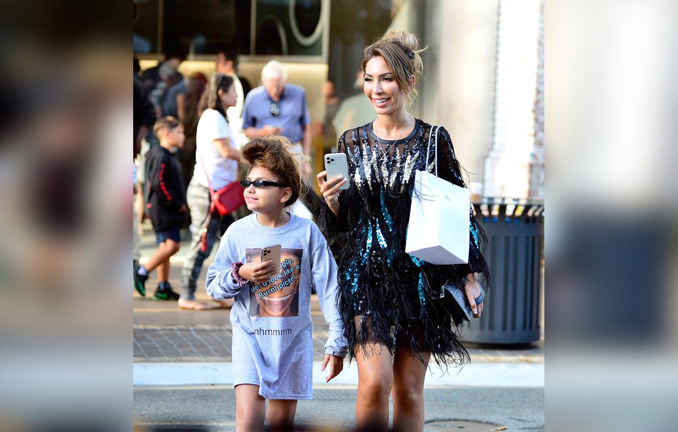 Farrah Abraham spoils herself and her daughter, Sophia as they are seen with their brand new $1200 iPhone 11 at the Grove in Los Angeles.