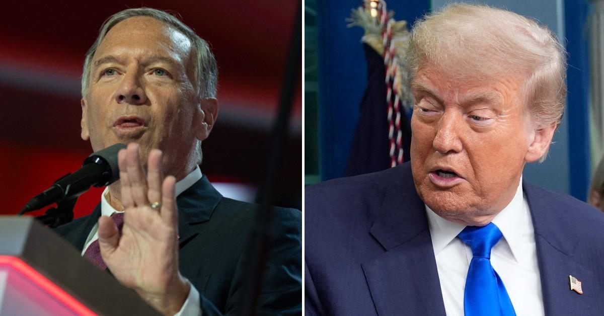 Split photo of Mike Pompeo, Donald Trump