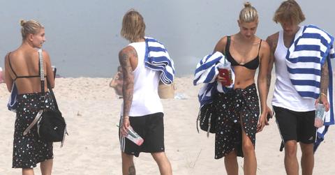 //hailey baldwin and justin bieber hit beach on july th pp