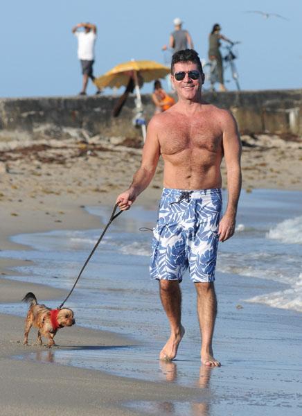 Simon Cowell Lauren Silverman Miami Beach Dogs