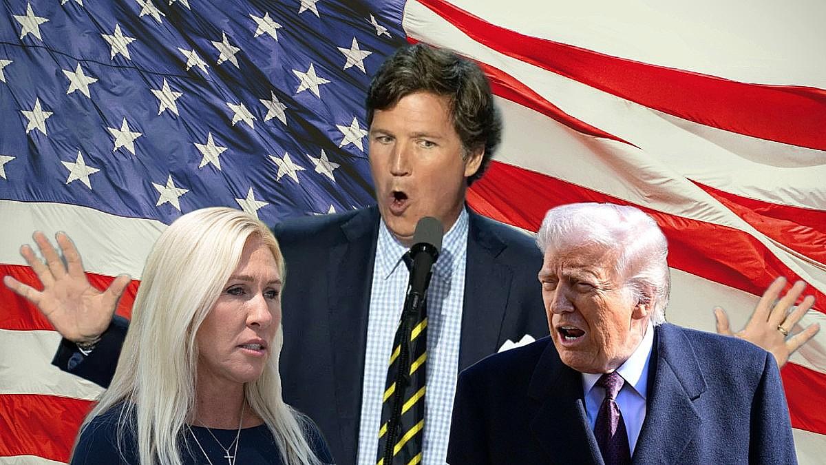 Photo of Donald Trump, Marjorie Taylor Greene, Tucker Carlson