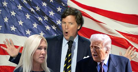 Photo of Donald Trump, Marjorie Taylor Greene, Tucker Carlson
