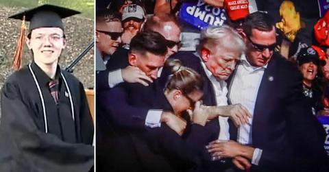 Split photo of Thomas Crooks and Trump Assassination Attempt