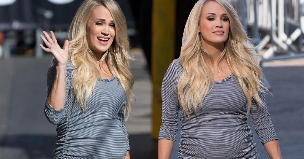 Pregnant Carrie Underwood Shows Off Baby Bump At ‘Jimmy Kimmel Live’