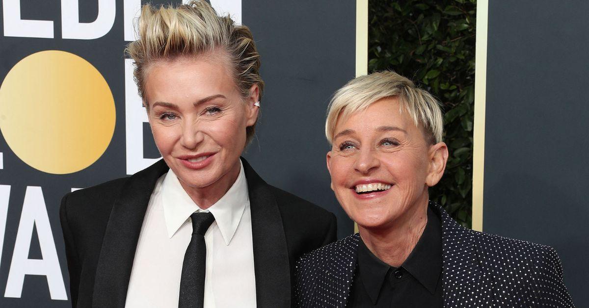 Compsite photo of Ellen DeGeneres and Portia de Rossi