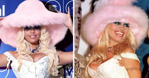 Split photo of Beyonce and Pamela Anderson
