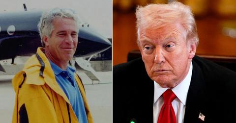 Split photos of Jeffrey Epstein and Donald Trump