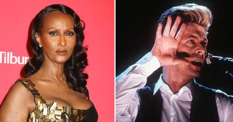 Split photo of Iman and David Bowie