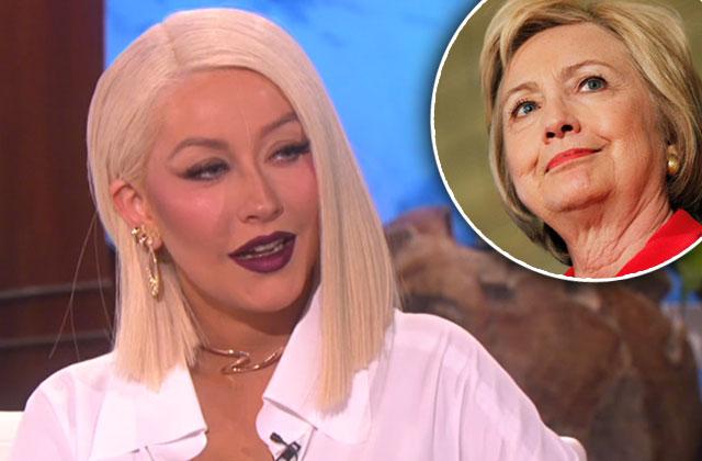 //hillary clinton sneaks peek christina aguilera cleavage reaction video pp