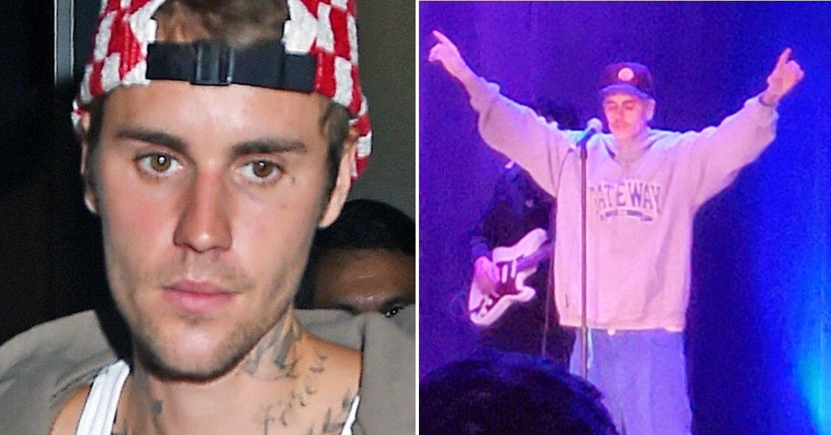 Split photos of Justin Bieber.