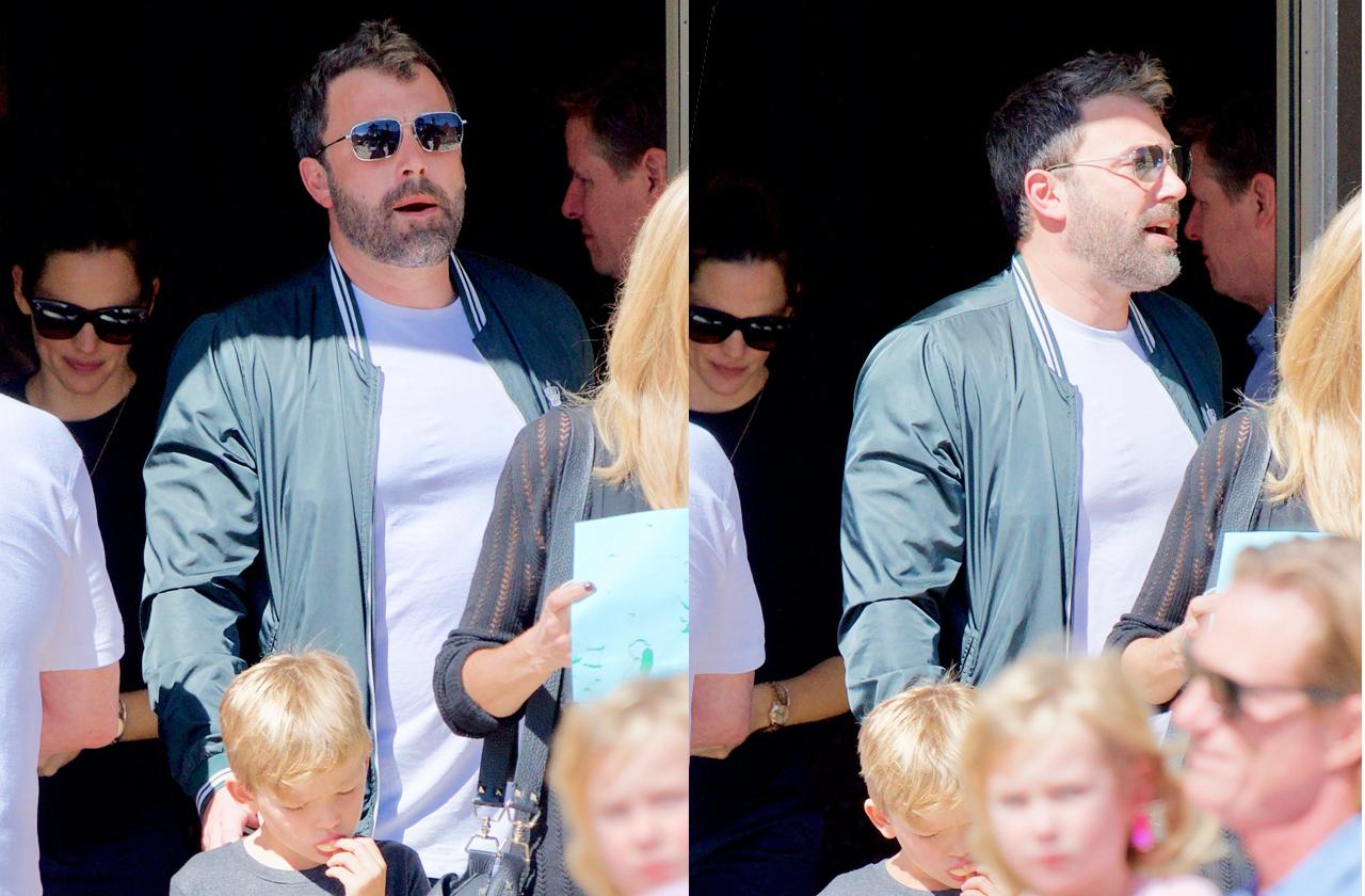 //ben affleck goes to church with jennifer garner and three kids pp