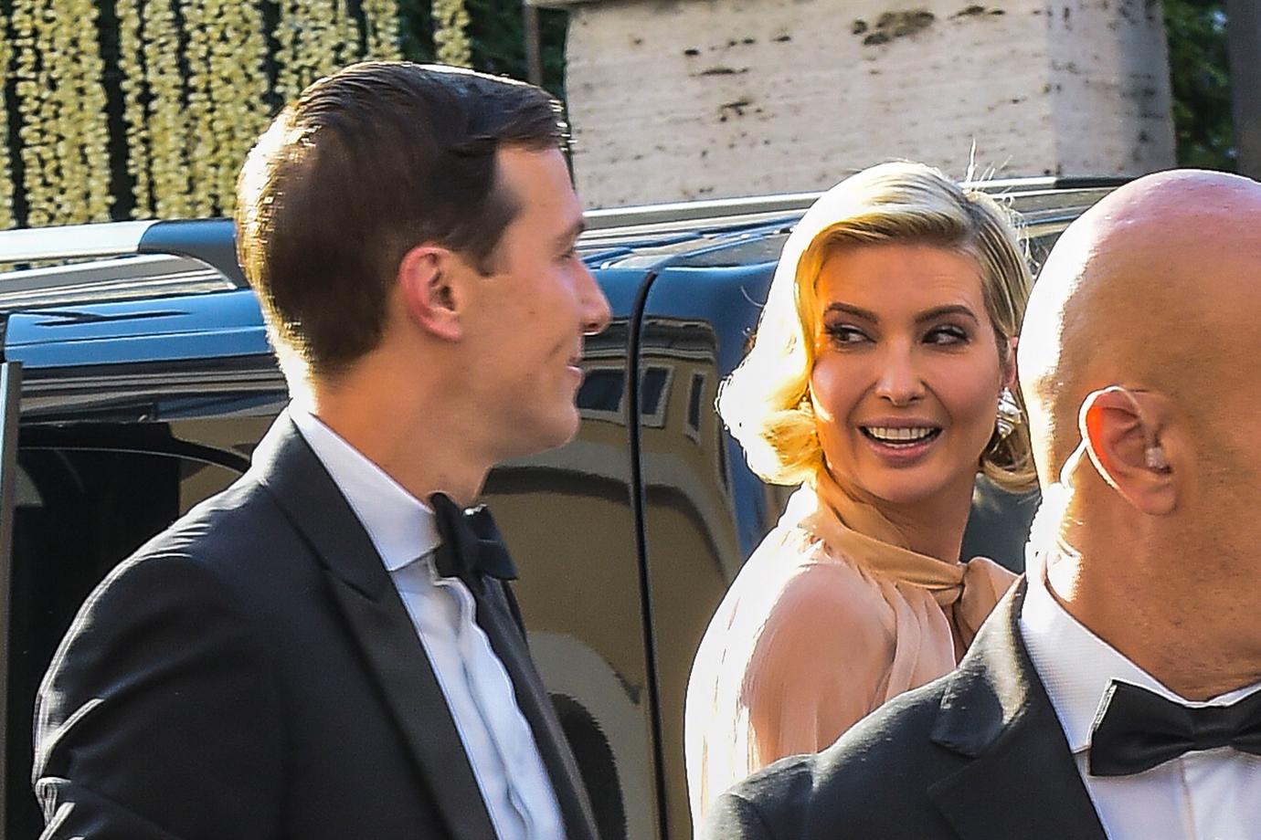 Jared Kushner arrive at the Villa Aurelia in Rome to attend the wedding of Misha Nonoo and Michael Henn.