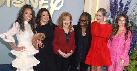 A photo of Whoopi Goldberg, Joy Behar, Sunny Hostin, Sara Haines, Ana Navarro, and Alyssa Farah Griffin