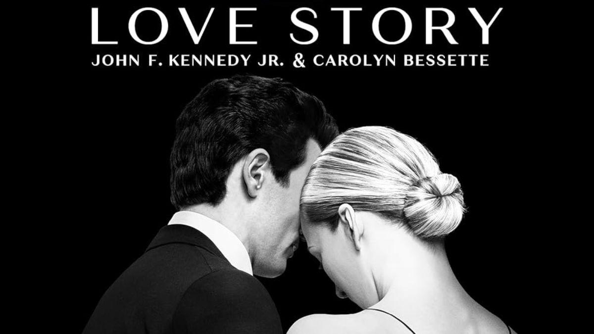 A promotional photo for "Love Story: John F. Kennedy Jr. & Carolyn Bessette"