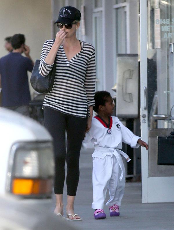 Charlize Theron & Son Jackson Karate Class