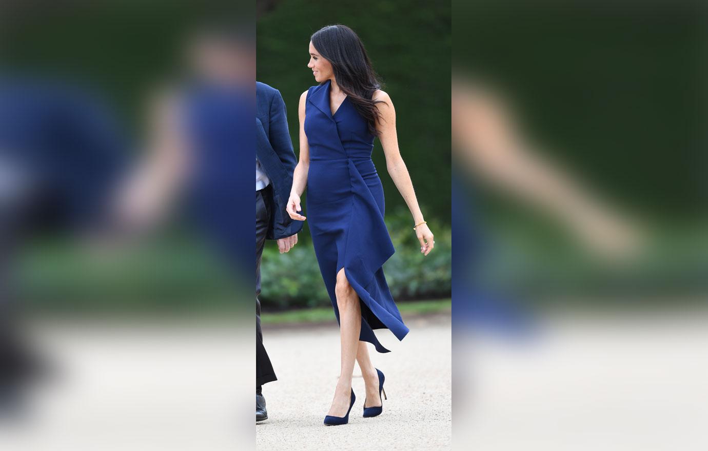 Meghan Markle Blue Dress Baby Bump