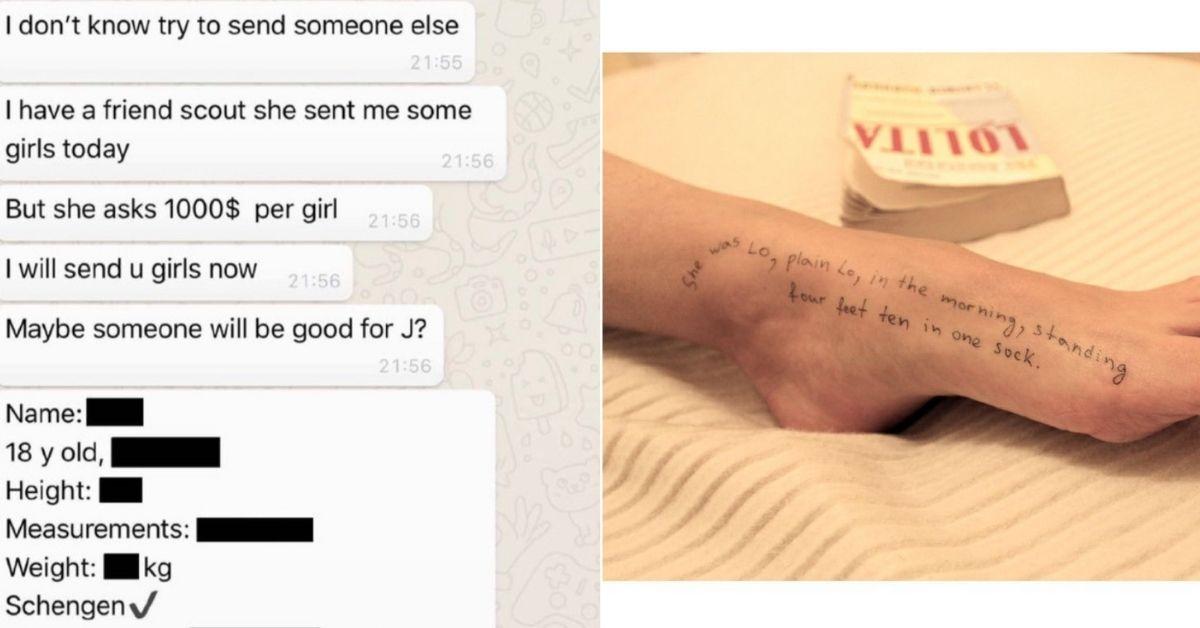 Composite image of text message and Lolita pic