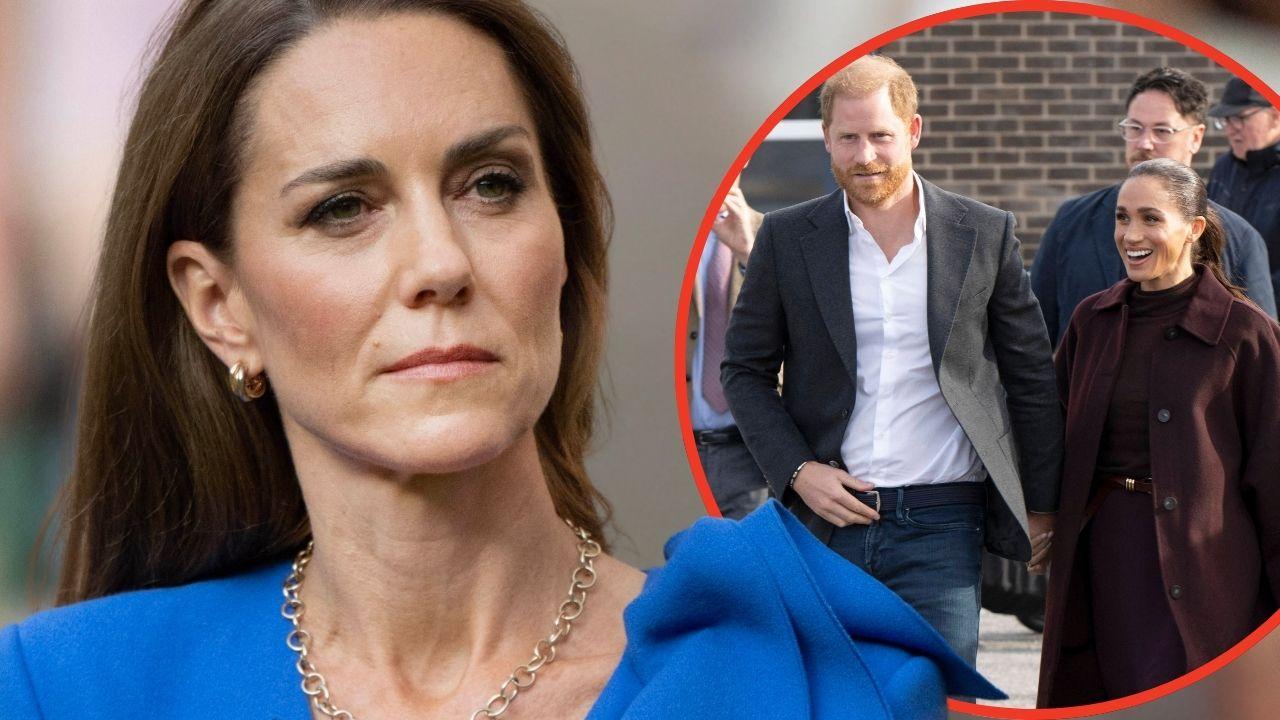 Split photos of Princess Catherince, Prince Harry and Meghan Markle