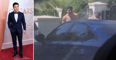 split photo of Mario Lopez and Mario getting served