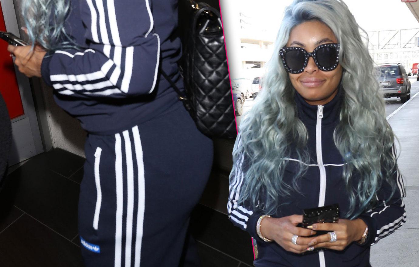 Blac Chyna Sports Blue Hair At LAX Airport