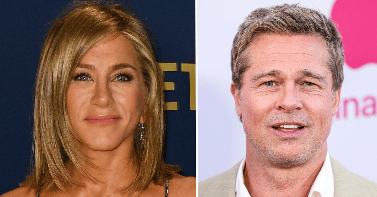 Split photo of Jennifer Aniston, Brad Pitt