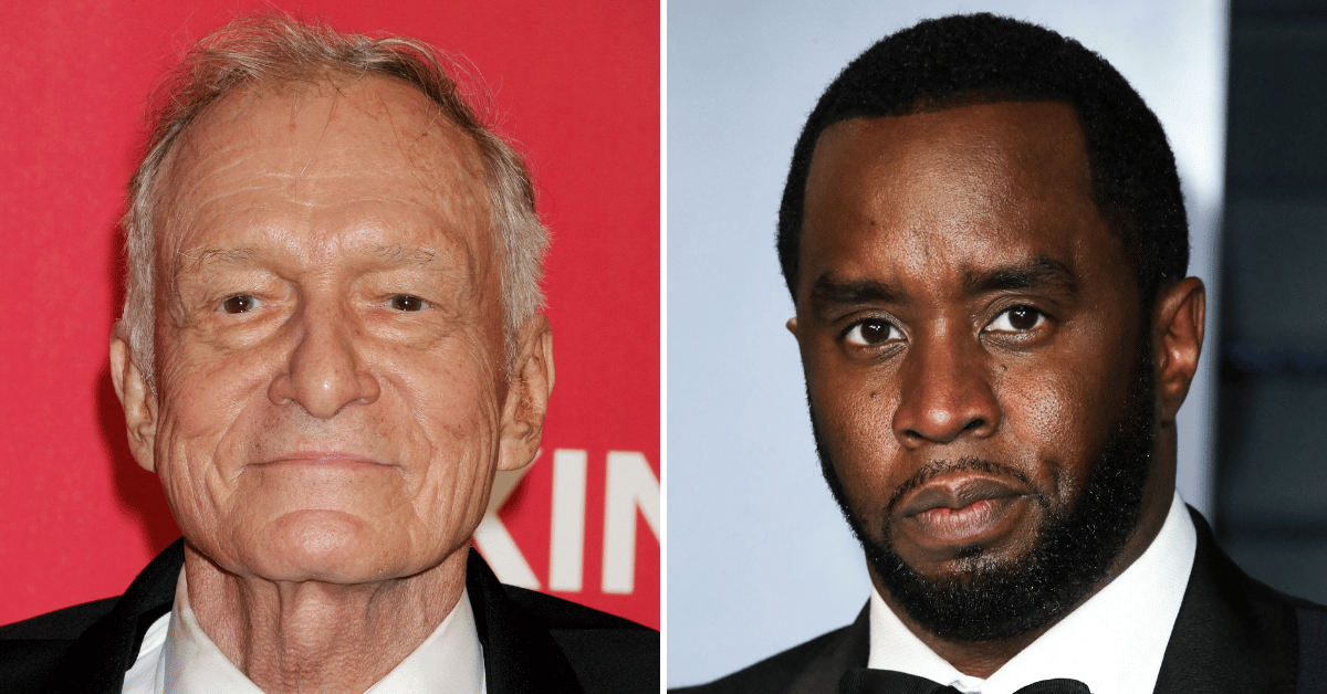 Split photo of Hugh Hefner, Sean 'Diddy' Combs
