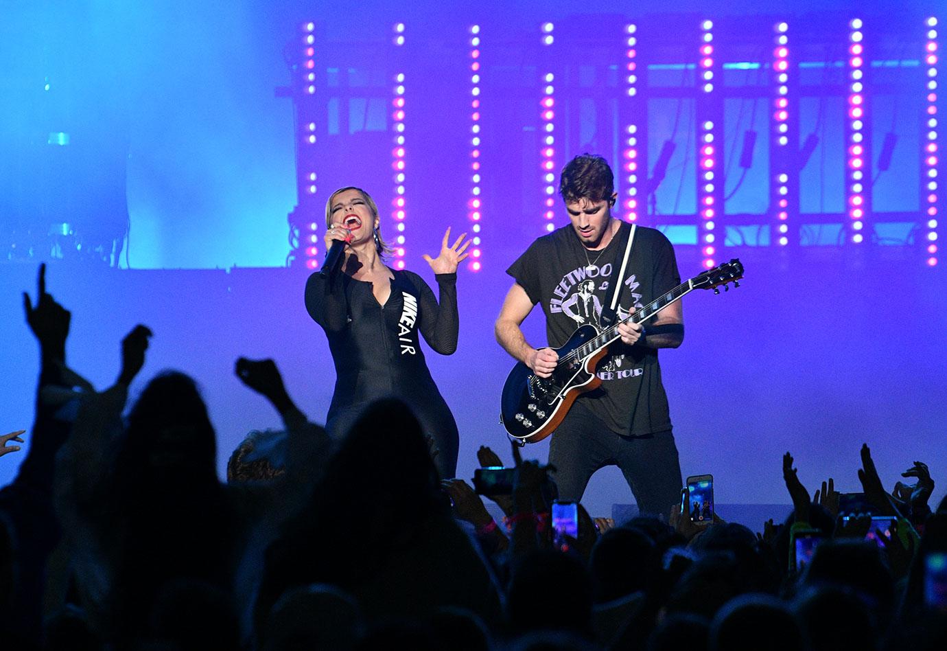 Bebe Rexha performs with Andrew Taggart of The Chainsmokers